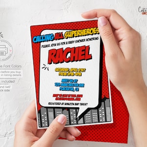 Superhero Baby Shower Invitation: Editable Corjl Template (Digital Download)