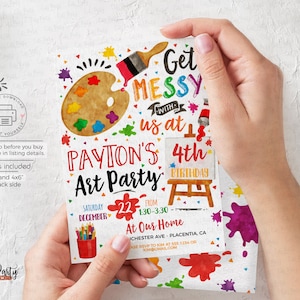 Artsy Art Party Birthday Invitation: Watercolor Palette (INSTANT DOWNLOAD)