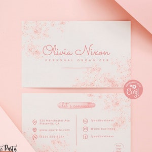 Professionelle Rosa Aquarell Visitenkarte Vorlage, Bearbeitbare Visitenkarte feminin INSTANT DOWNLOAD Benutzerdefinierte Visitenkarte BU029 Victoria