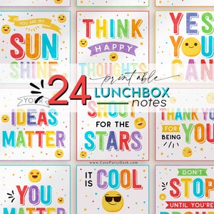 Lunch Box Notizen für Kinder Motivationslunchbox Karten Positive Inspirierende Notizen Teenager Ermutigung Positive Affirmationen SOFORTIGER DOWNLOAD
