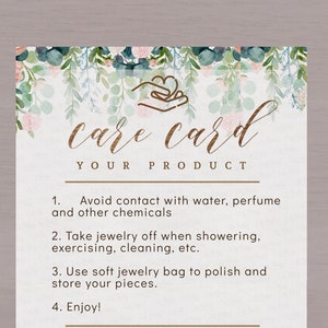 INSTANT DOWNLOAD Greenery Printable Care Card Instructions - Etsy