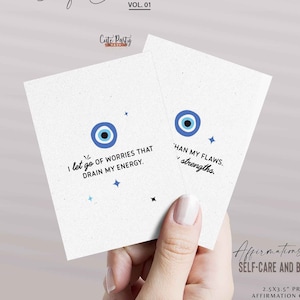 62 tarjetas de afirmación diaria de autocuidado, baraja imprimible de afirmaciones positivas de salud mental, crecimiento personal, DESCARGA INMEDIATA