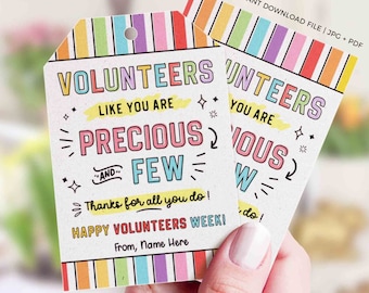 Volunteer Appreciation Gifts Tag Editable Printable Volunteer Thank You Card Employee Appreciation Week Staff Team Member INSTANT DOWNLOAD