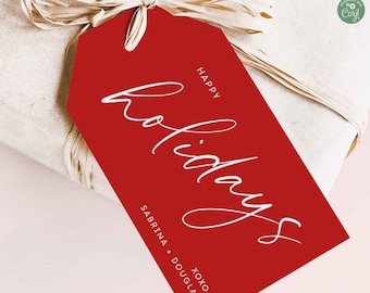 Moderne kalligrafie kerstcadeaukaartjes, bewerkbare afdrukbare (directe download)
