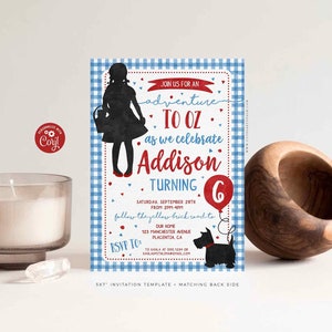 Wizard Of Oz party invitation, Printable Dorothy Birthday, EDITABLE Wizard Of Oz birthday invite, Dorothy Silhouette INSTANT DOWNLOAD 382