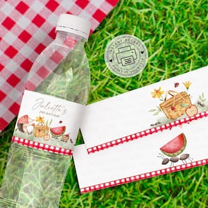 Picnic Birthday Water Bottle Label Template: Editable Party Decoration (Digital Download)