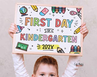 Bewerkbaar bord voor eerste schooldag: schoolbordfotoprop (directe download, 8 x 10/16 x 20 inch, pdf-sjabloon)