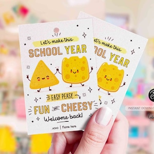 EDITABLE Welcome Back To School Gift Tag Printable Cheese Cracker First Day of School Tag Cheese Snack Treat Goldfish Tag INSTANT DOWNLOAD