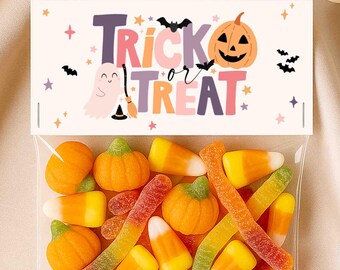 Printable Pink Ghost Halloween Treat Bag Topper (Instant Download)