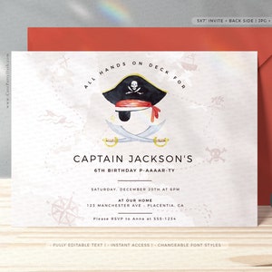 INSTANT DOWNLOAD - EDITABLE Pirate Birthday invitation Ahoy Matey invitation pirate editable Invitation edit yourself invitations corjl 531