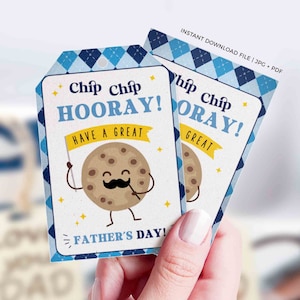 Chip Chip Hoera hebben een geweldig vaderdagcadeau-tag INSTANT DOWNLOAD Happy Fathers Day-koekjes Tag van kinderen zoon dochter vrouw cadeau voor vader