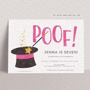 Magic Birthday Invitation: Editable Magician Party, Girl or Boy (Digital Download)