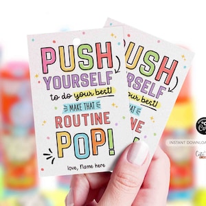 Tag editável de boa sorte para líder de torcida, Cheer Dance Squad Candy Pun Tag Team, Imprimível Push Yourself Faça aquela rotina POP tag DOWNLOAD INSTANTÂNEO