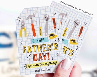 Toolbox Father's Day Gift Tag, Printable Card (Instant Download)