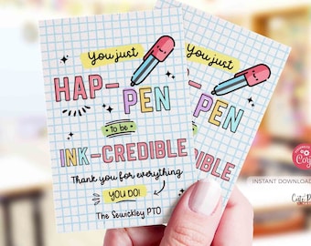Editable Ink-credible Pen Gift Tag: Teacher Appreciation (Instant Download)