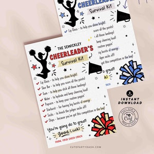 Cheerleader Survival Kit Tag Printable INSTANT DOWNLOAD Editable Cheer Team Gift Survival Kit Card Good Luck School Sports Player Gift Treat