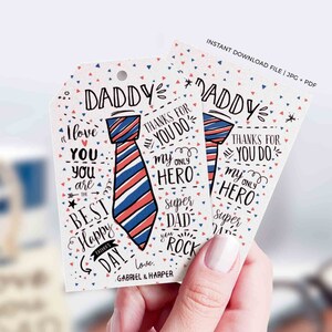 Feliz Dia dos Pais com etiqueta para presente Cartão imprimível Super Dad Editável Presente de Dia dos Pais para crianças, filho, filha, esposa, presente para o novo pai DOWNLOAD INSTANTÂNEO