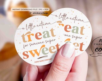Tag voor herfsttraktatie: bewerkbaar bedankje voor Thanksgiving (digitale download)