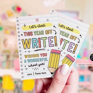 EDITIERBAR Welcome Back To School Geschenkanhänger Printable Pen Marker Erster Schultag Geschenkanhänger Beginnen wir dieses Jahr aus schreiben Sie SOFORT-DOWNLOAD
