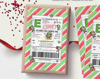 Editable Elf Shipping Label: North Pole Christmas Mail (Digital Download)