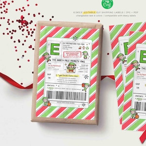 Editable Elf North Pole Shipping Label Mail Printable INSTANT DOWNLOAD Christmas From Santa Mail Sticker Package Tag Gift Postage Label FECH