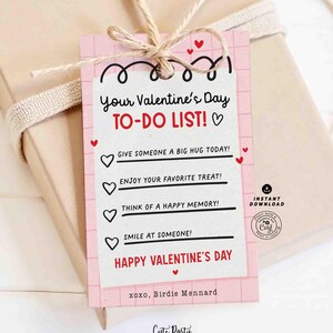 Valentinstag To-Do-Liste Klassenzimmer Valentine Kids Tag Printable SOFORTIGER DOWNLOAD Happy Valentine's Day EDITIERBARER Geschenkanhänger