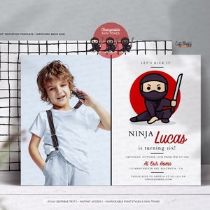 Ninja Birthday Invitation: Editable Karate Party Invite (INSTANT DOWNLOAD)