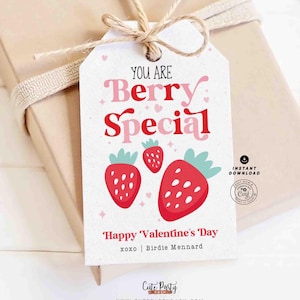You Are Berry Special Valentine Gift Tag Printable INSTANT DOWNLOAD Kids Classroom Exchange Happy Valentine&#39;s Day EDITABLE Favor Tags Sweet