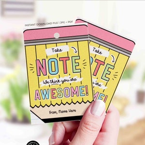 Étiquette de prise de note Modèle d'étiquette-cadeau modifiable pour la semaine d'appréciation des enseignants Bloc-notes imprimable Étiquette de remerciement Vous êtes génial TÉLÉCHARGEMENT IMMÉDIAT