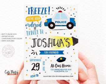 Police Birthday Invitation: Cops and Robbers Party (Digital Download)