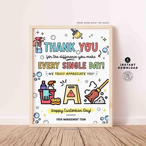 Cartel imprimible del Día del Conserje DESCARGA INSTANTÁNEA Idea de regalo imprimible para el Día del Conserje de la Escuela, póster decorativo para el Día Nacional del Conserje