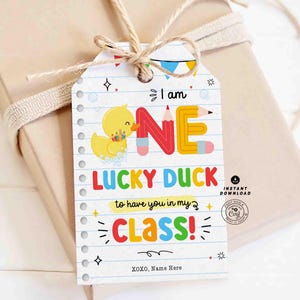 Lucky Duck Back to School Geschenkanhänger: Druckbare Lehrer Schüler Anhänger (Instant Download)