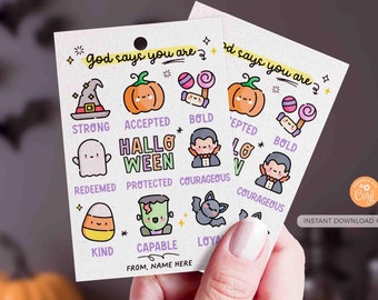 Editable Halloween Christian Gift Tag: Church Treat Tags (Digital Download)