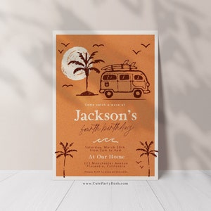 Surf&#39;s Up Birthday Invitation: Vintage Beach Party (Instant Download)