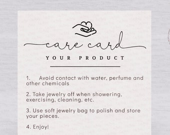 INSTANT DOWNLOAD Printable Care Card instructions, Product Care Card Template, Packaging Insert Card 3x4 Corjl Editable Care card BU001