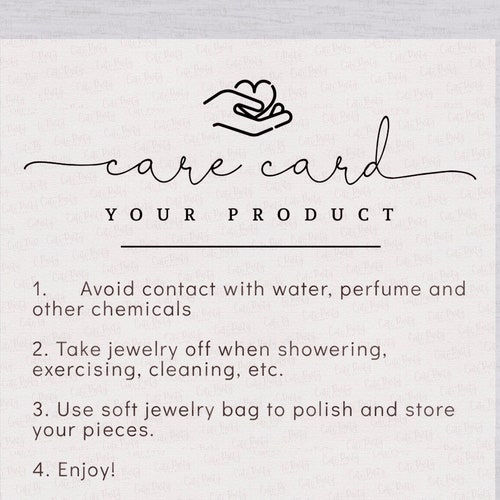 Jewelry Care Instructions Card Template Canva Editable - Etsy