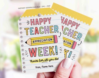 Lehrer Wertschätzung Woche Geschenk Tag druckbares Geschenk für Lehrer Geschenkbox Dankeschön Karte Bearbeitbare Tags SOFORTIGER digitaler DOWNLOAD Staff School