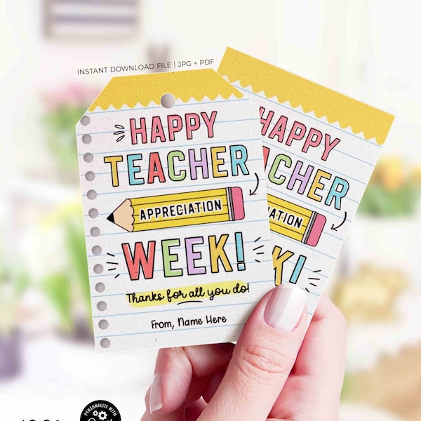 Teacher Appreciation Week Gift Tag Printable Gift for Teachers Gift box Thank You Card Editable Tags INSTANT Digital DOWNLOAD Staff School