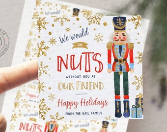 Christmas Nuts Gift Tag: Nutcracker Teacher Staff Tag (INSTANT DOWNLOAD EDITABLE)