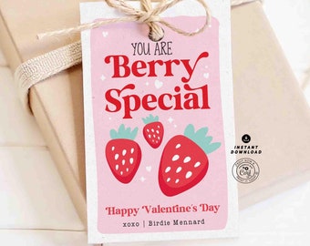 Berry Special Valentine Gift Tag: Kids Classroom Exchange (Digital Download)