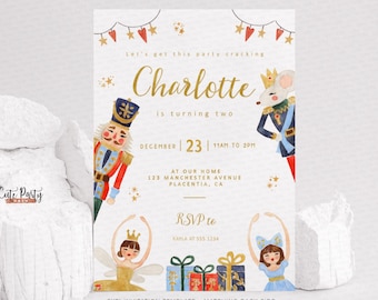 Watercolor Nutcracker Birthday Invitation: Sugar Plum Fairy (Digital Download)