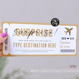 Bearbeitbare Bordkarte Vorlage, Überraschungsflug Geschenkticket, gefälschte Flugticket-Reise, Fluglinien-Reisegutschein # 187 SOFORT-DOWNLOAD