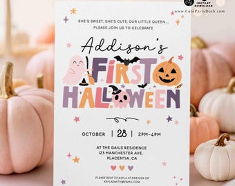 Editable Baby’s First Birthday Halloween Invitation Instant Download