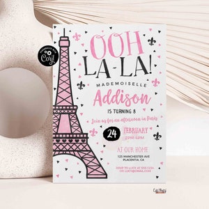 Paris Birthday Invitation Paris Girl theme party Invite Template INSTANT DOWNLOAD EDITABLE Paris passport invitation Eiffel Tower Corjl 376