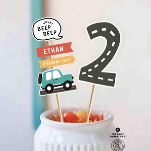Editable Transportation Birthday Cake Topper: Cars & Truck Theme (Instant Download)