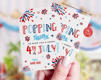 4th of July Gift Tag: Patriotic Fireworks Design (Instant Download)