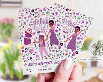 International Women's Day gift Tag Printable INSTANT DOWNLOAD Editable Happy Womens Day Printable Card Gift ideas March 8 cookie tags