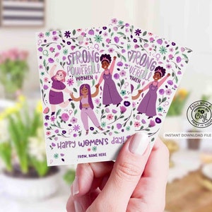 International Women's Day gift Tag Printable INSTANT DOWNLOAD Editable Happy Womens Day Printable Card Gift ideas March 8 cookie tags