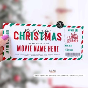 Weihnachtsüberraschung Filmabend Ticket Vorlage, Geschenkgutschein Gutschein, Familienfilmabend Kino Premier Coupon #175 SOFORT DOWNLOAD