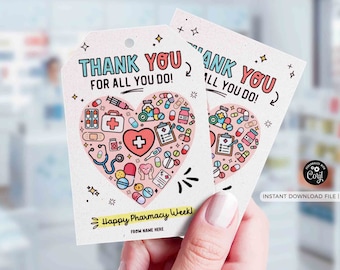 Pharmacy Week Gift Tag: Editable Thank You Design (Instant Download)